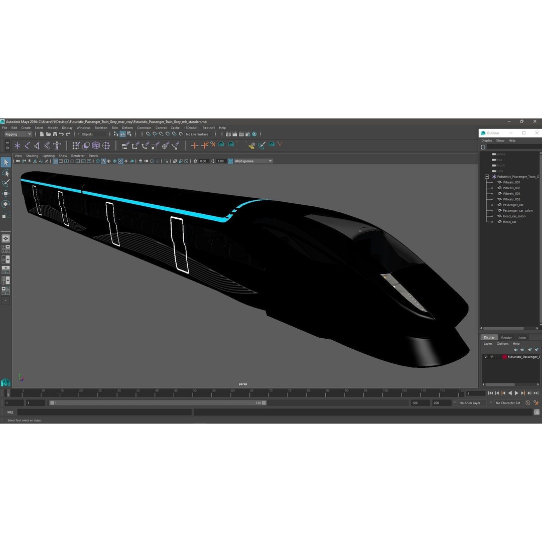 Futuristic Passenger Train 3D Model – Sci-Fi High-Speed Rail, PBR - View 28