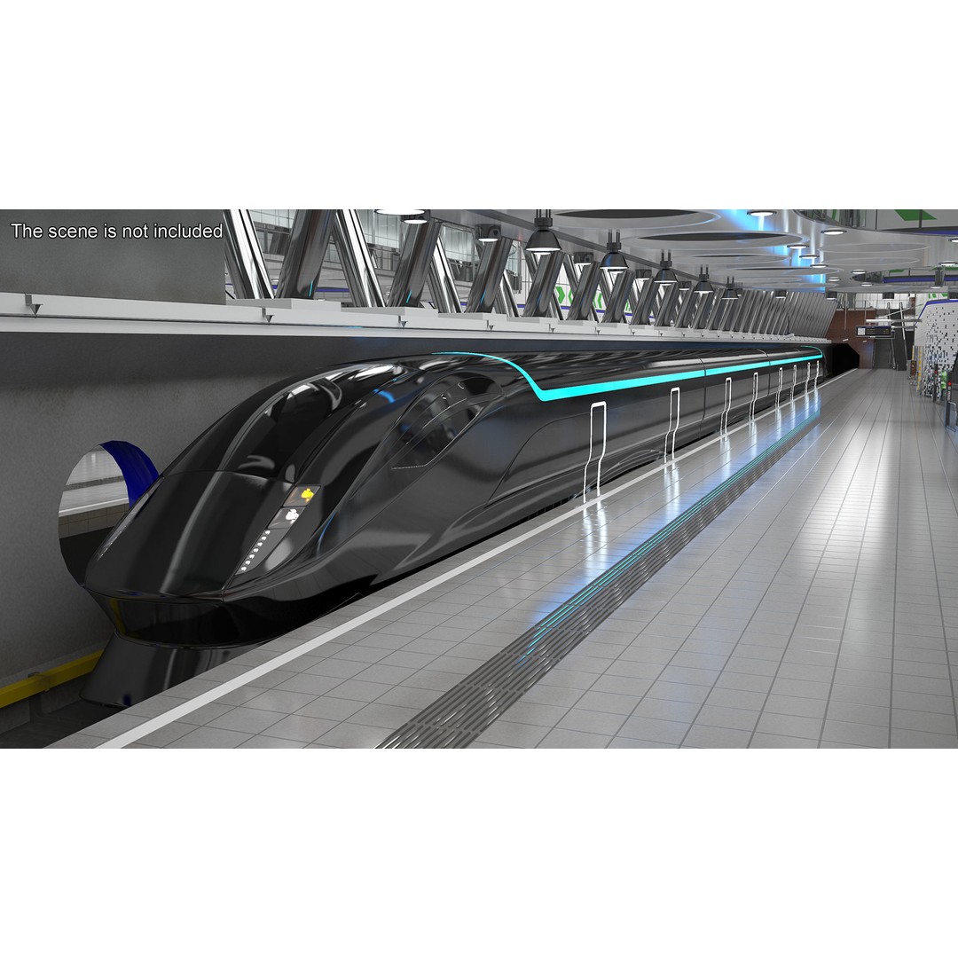 Futuristic Passenger Train 3D Model – Sci-Fi High-Speed Rail, PBR - View 4
