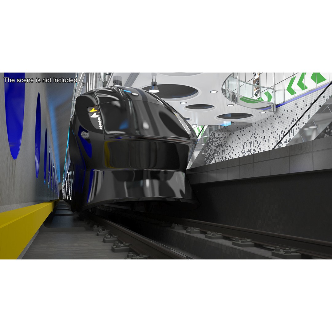 Futuristic Passenger Train 3D Model – Sci-Fi High-Speed Rail, PBR - View 5