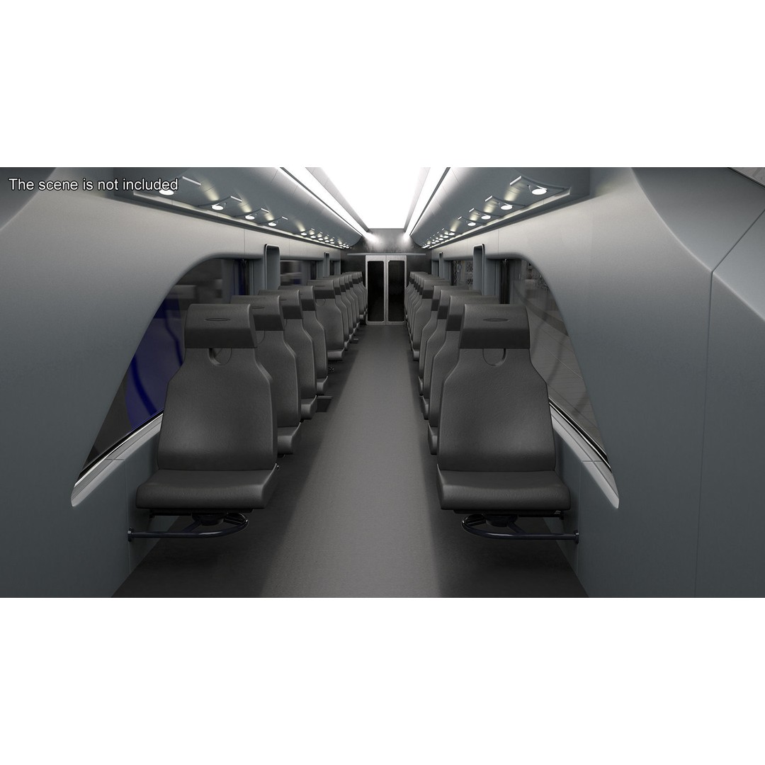 Futuristic Passenger Train 3D Model – Sci-Fi High-Speed Rail, PBR - View 7