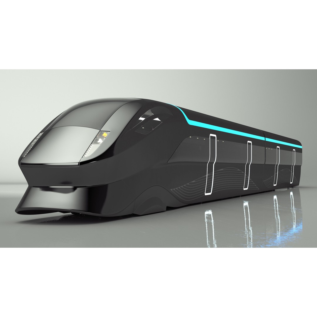 Futuristic Passenger Train 3D Model – Sci-Fi High-Speed Rail, PBR - View 8