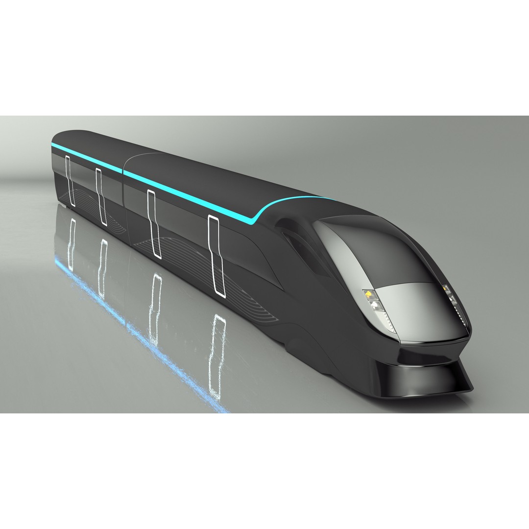 Futuristic Passenger Train 3D Model – Sci-Fi High-Speed Rail, PBR - View 9