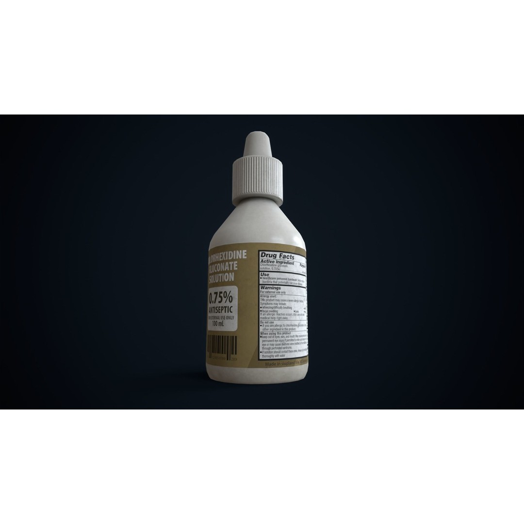 Chlorhexidine Antiseptic 3D Model – Low Poly Game Ready Asset, FBX, OBJ - View 4