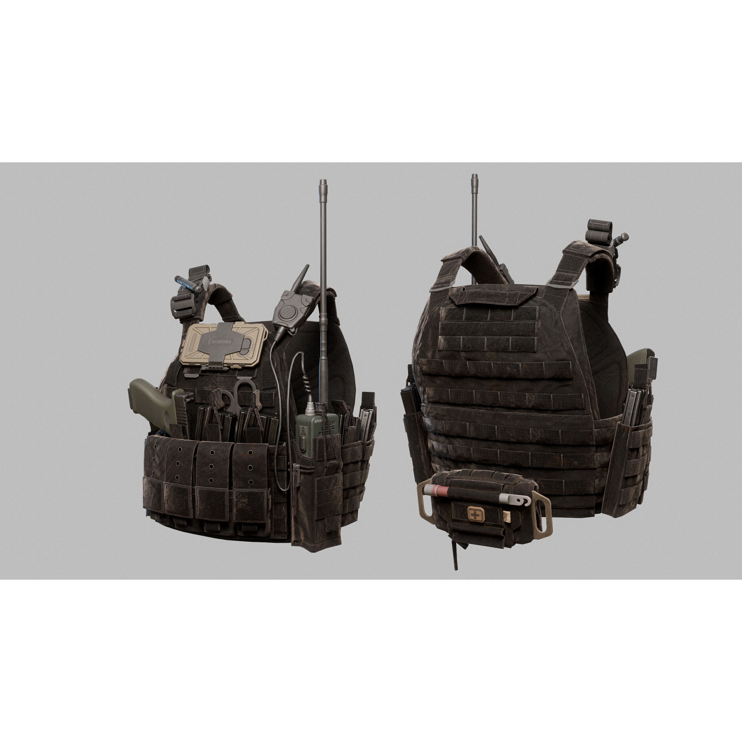 Tactical Vest - Low-Poly Game-Ready 3D Model - View 9