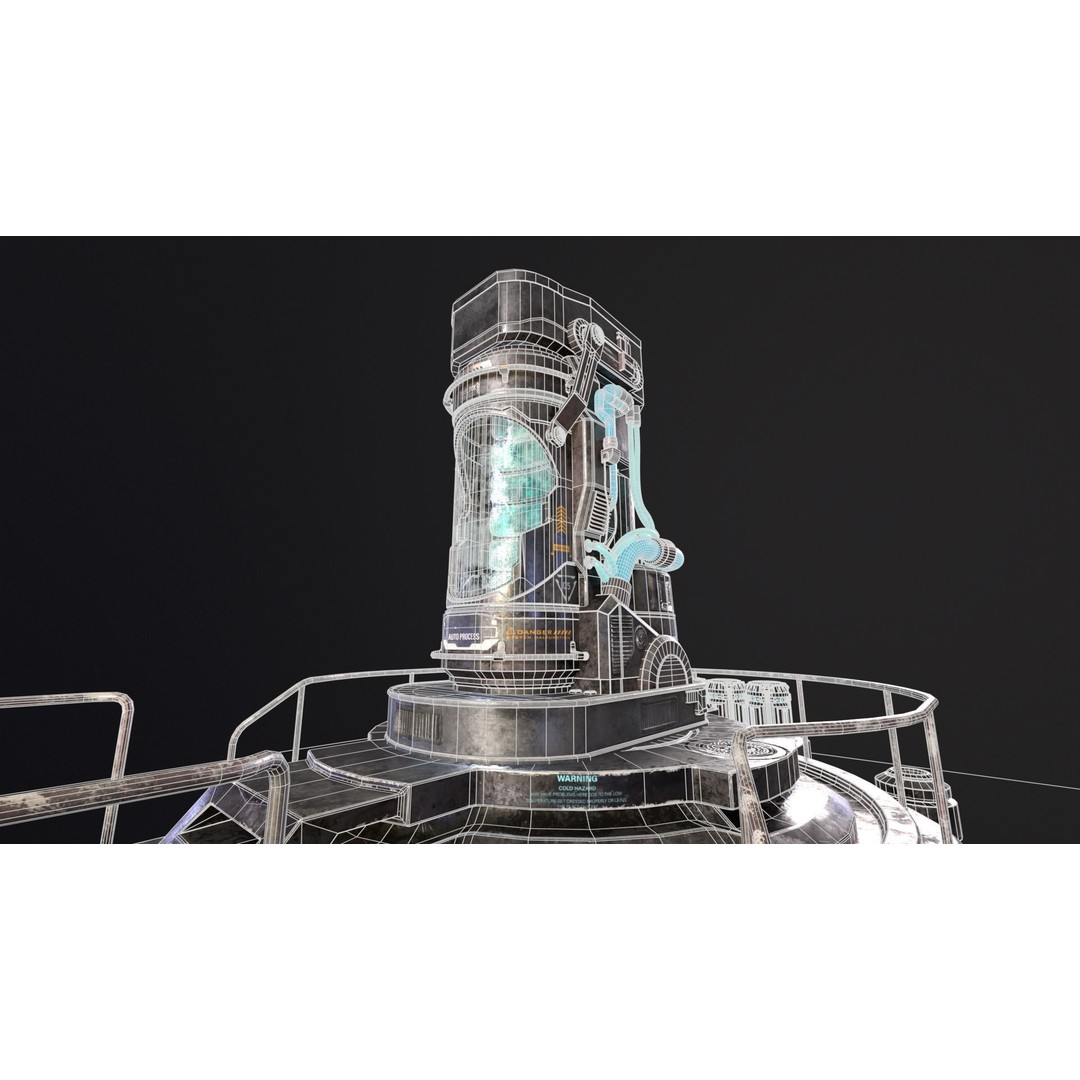 Cryopod Stasis Chamber 3D Model – Low Poly PBR Game Asset, FBX, OBJ
