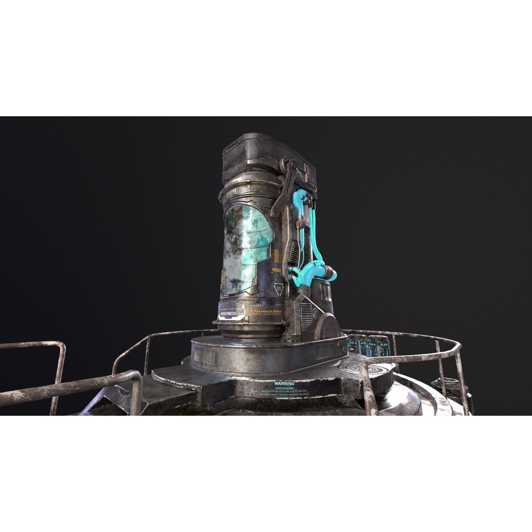 Cryopod Stasis Chamber 3D Model – Low Poly PBR Game Asset, FBX, OBJ - View 25