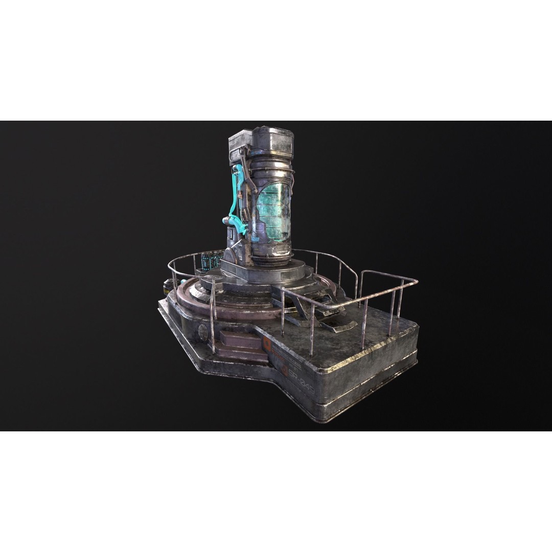 Cryopod Stasis Chamber 3D Model – Low Poly PBR Game Asset, FBX, OBJ - View 3