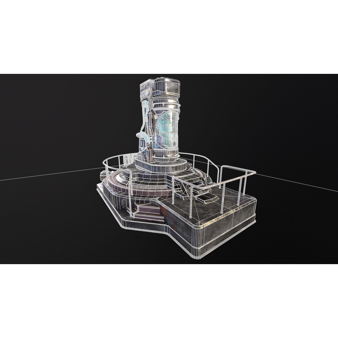 Cryopod Stasis Chamber 3D Model – Low Poly PBR Game Asset, FBX, OBJ - View 4