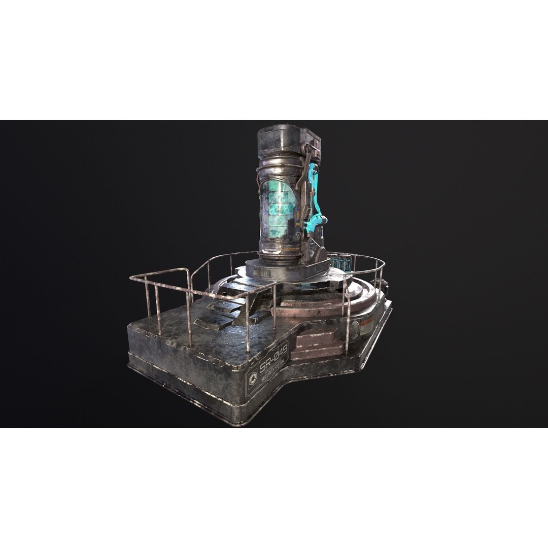 Cryopod Stasis Chamber 3D Model – Low Poly PBR Game Asset, FBX, OBJ - View 7