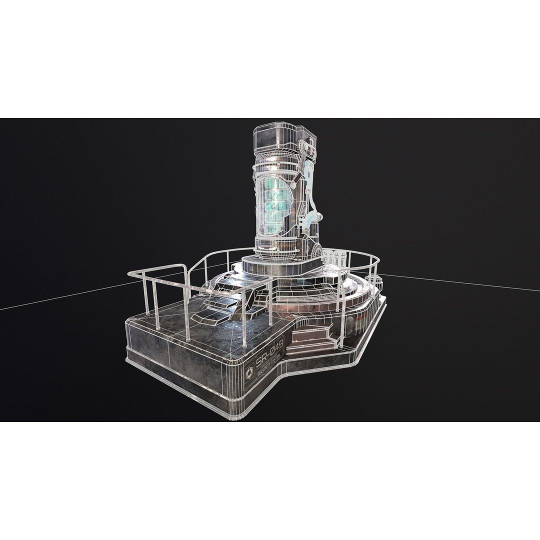 Cryopod Stasis Chamber 3D Model – Low Poly PBR Game Asset, FBX, OBJ - View 8