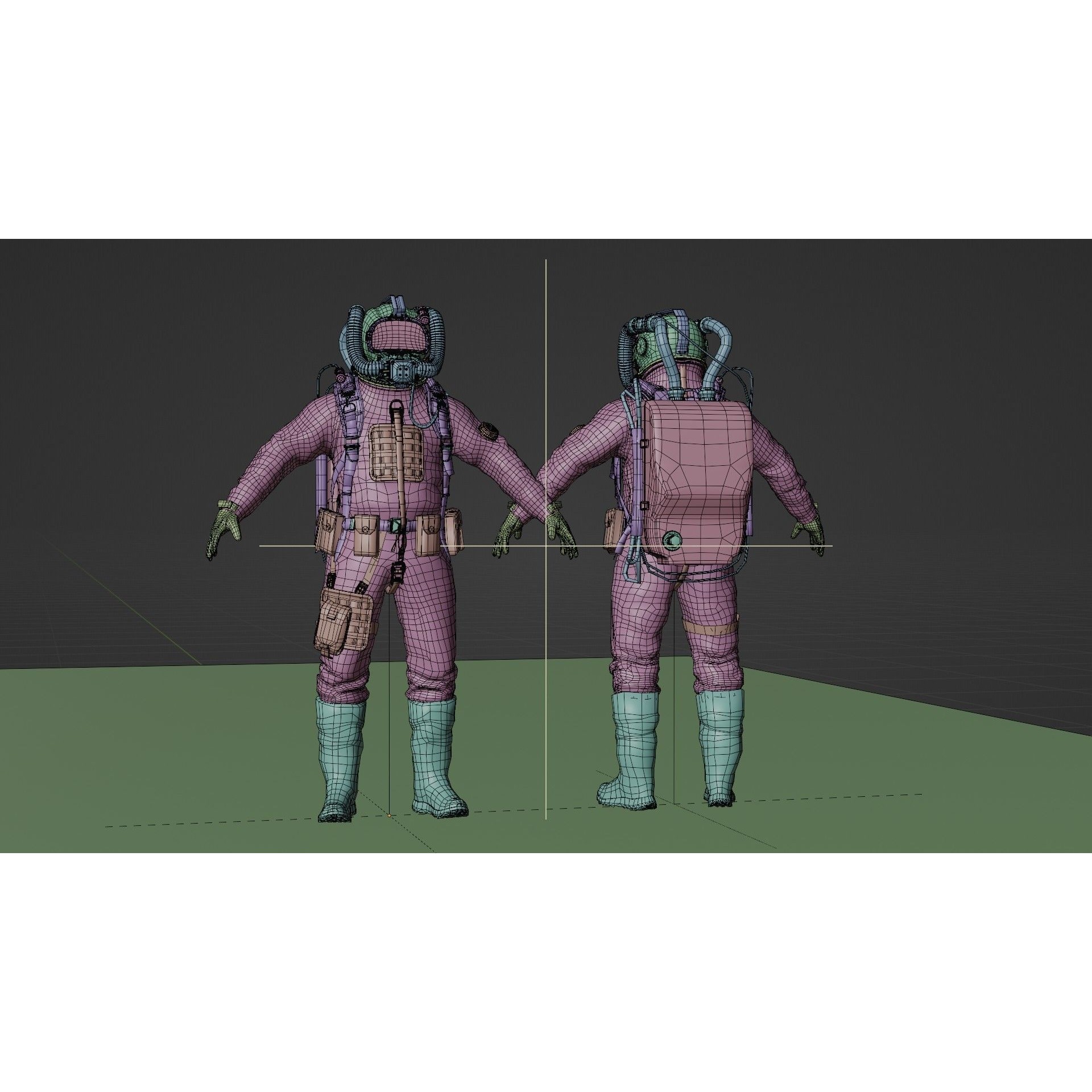 Modern Deep Sea Diving Suit - Low-Poly Game-Ready 3D Model - View 15
