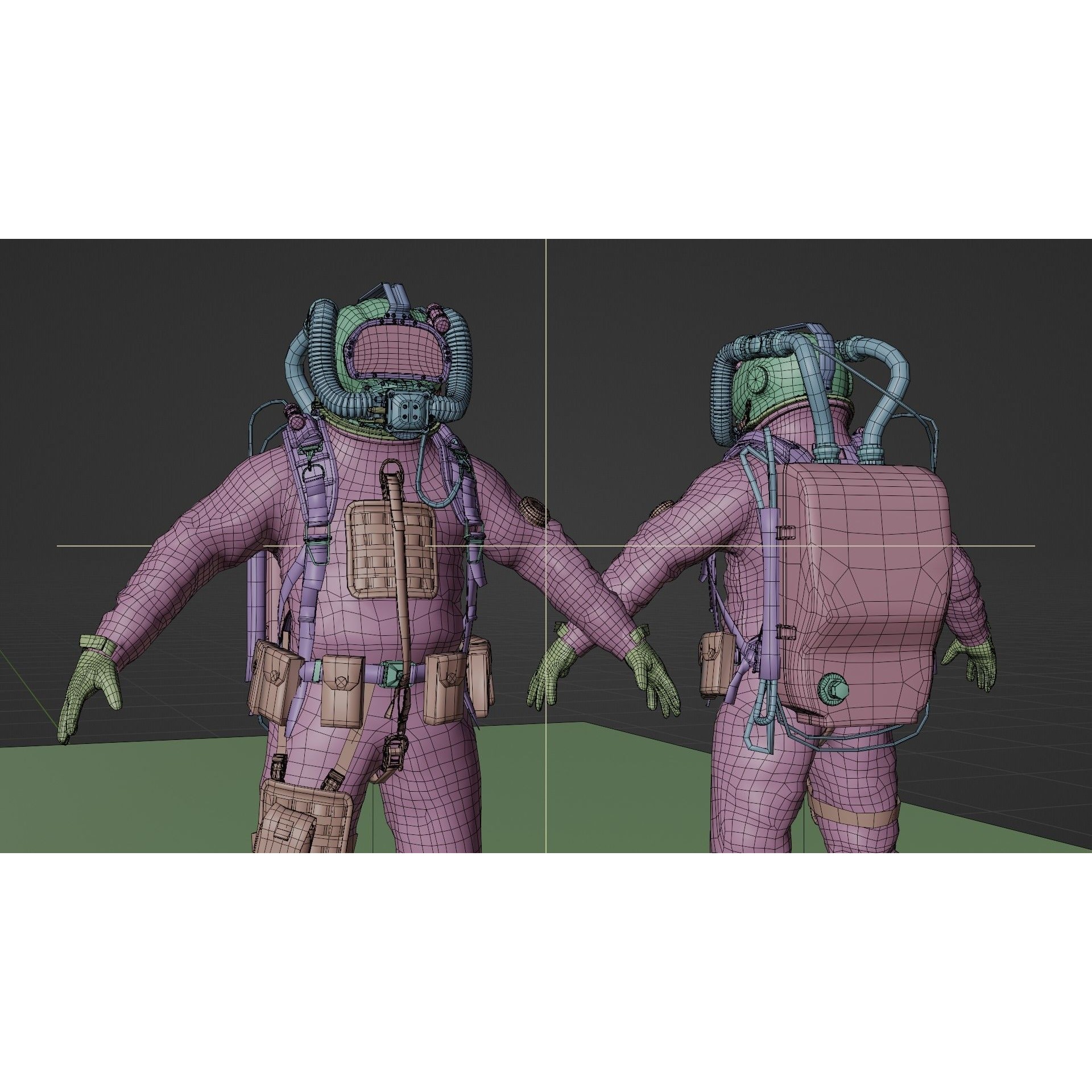 Modern Deep Sea Diving Suit - Low-Poly Game-Ready 3D Model - View 16