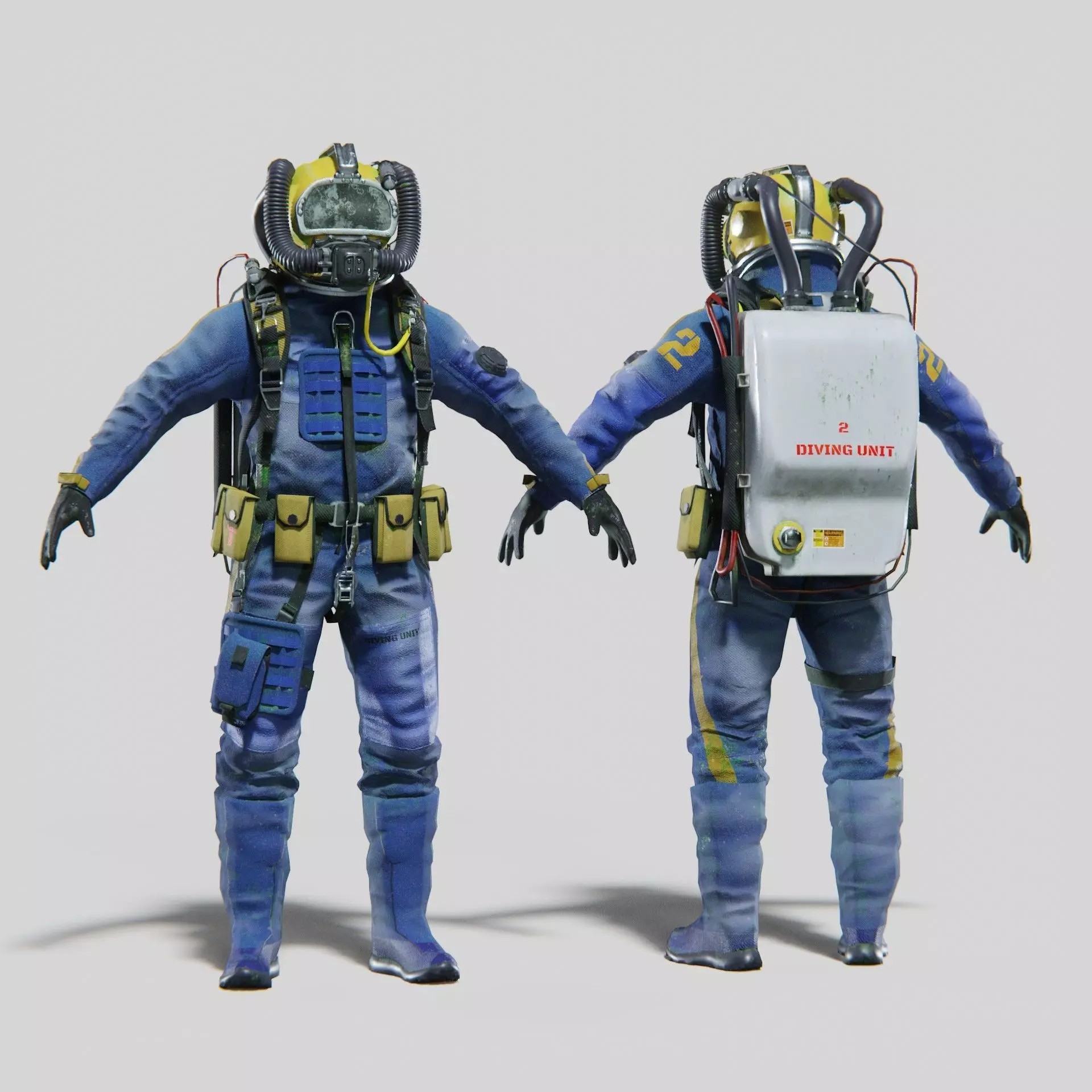Modern Deep Sea Diving Suit - Low-Poly Game-Ready 3D Model - View 2