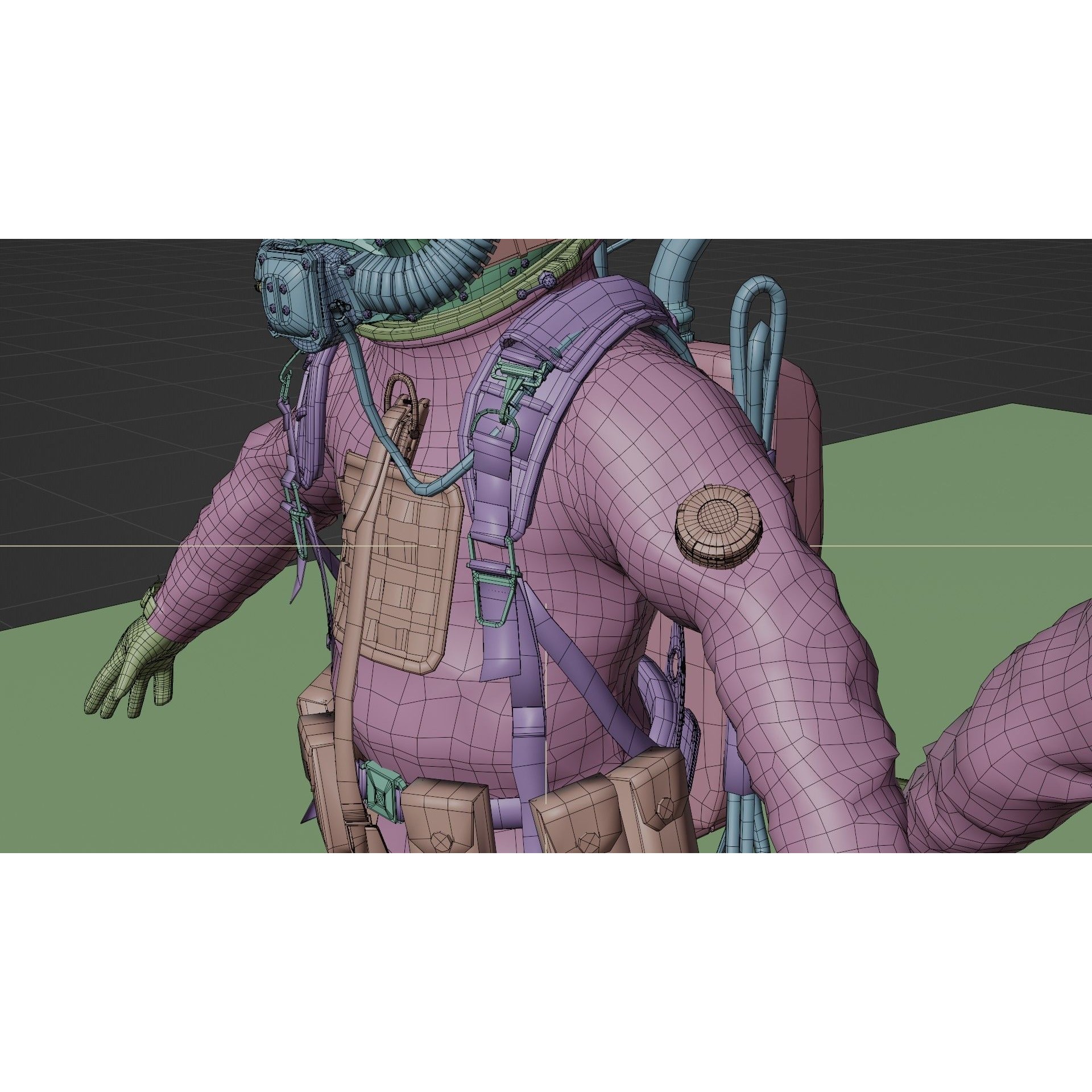 Modern Deep Sea Diving Suit - Low-Poly Game-Ready 3D Model - View 25
