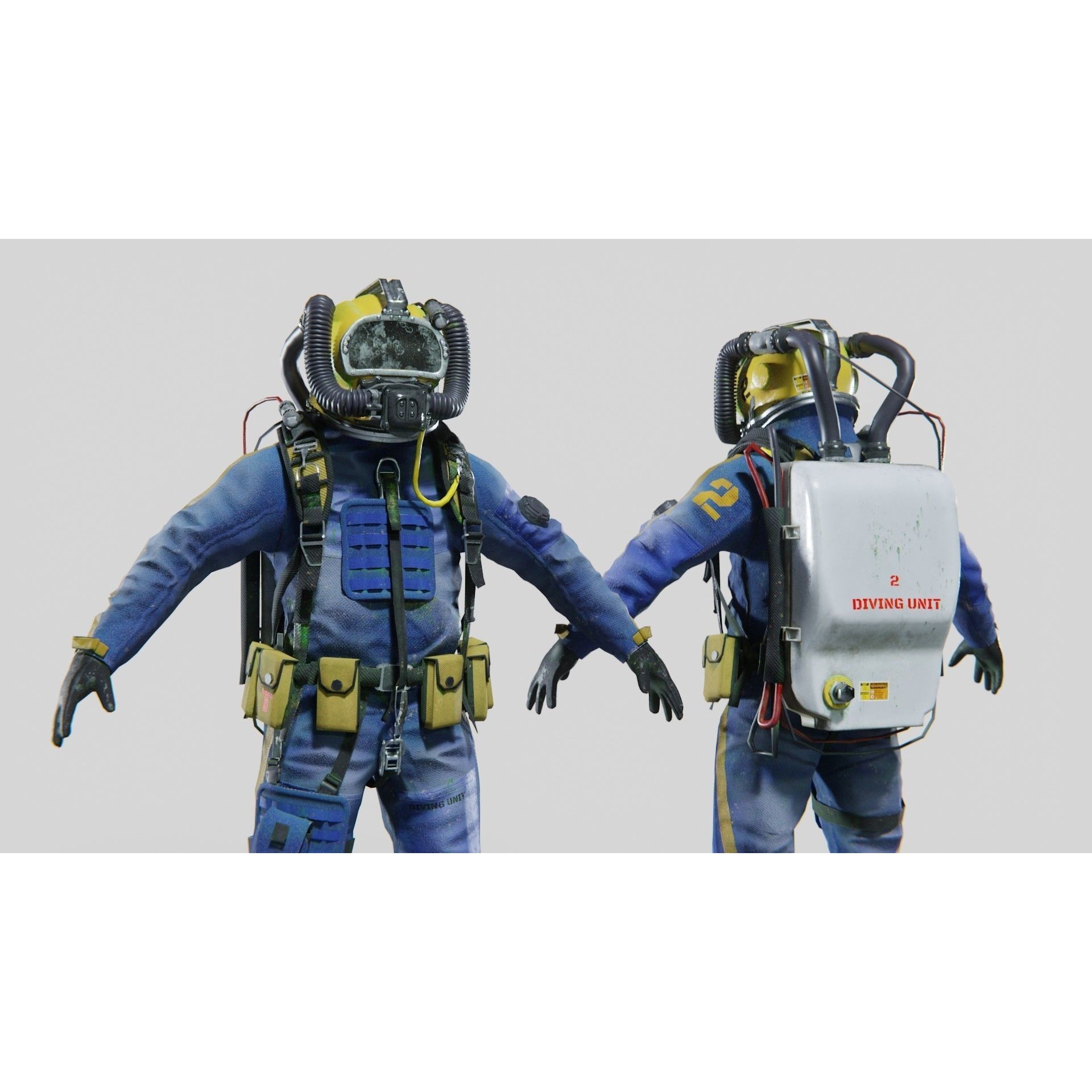 Modern Deep Sea Diving Suit - Low-Poly Game-Ready 3D Model - View 4