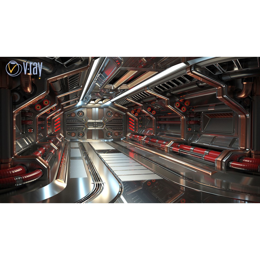 Sci-Fi Modular Corridor 3D Model – Standard Edition, FBX & OBJ - View 11