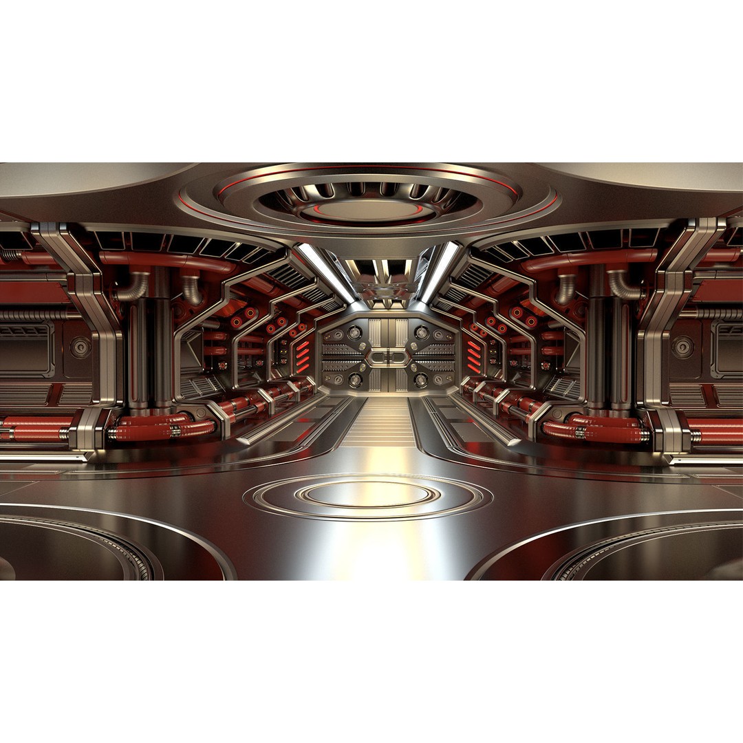 Sci-Fi Modular Corridor 3D Model – Standard Edition, FBX & OBJ - View 12