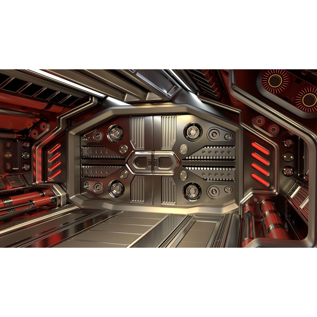 Sci-Fi Modular Corridor 3D Model – Standard Edition, FBX & OBJ - View 13