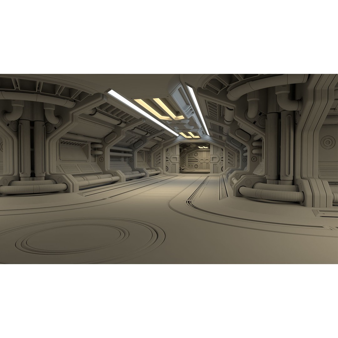 Sci-Fi Modular Corridor 3D Model – Standard Edition, FBX & OBJ - View 14