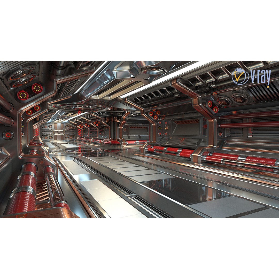 Sci-Fi Modular Corridor 3D Model – Standard Edition, FBX & OBJ - View 15
