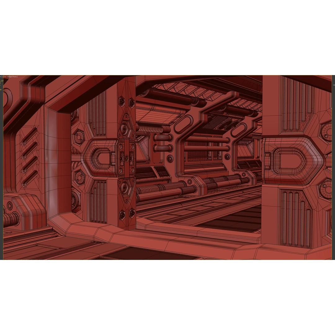 Sci-Fi Modular Corridor 3D Model – Standard Edition, FBX & OBJ - View 18