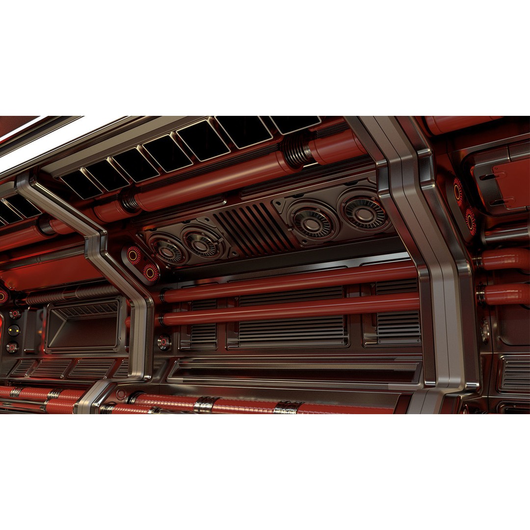 Sci-Fi Modular Corridor 3D Model – Standard Edition, FBX & OBJ - View 19