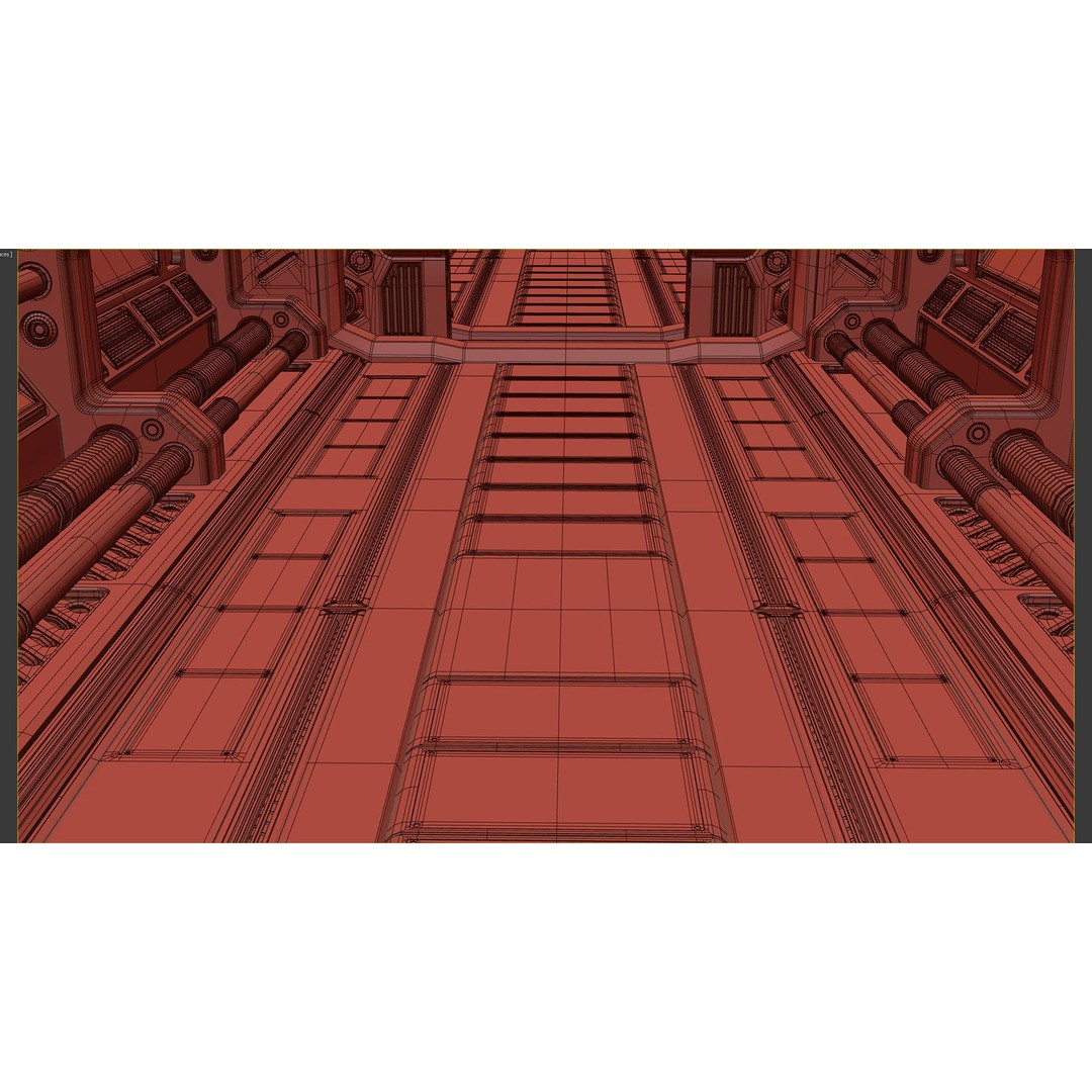 Sci-Fi Modular Corridor 3D Model – Standard Edition, FBX & OBJ - View 20