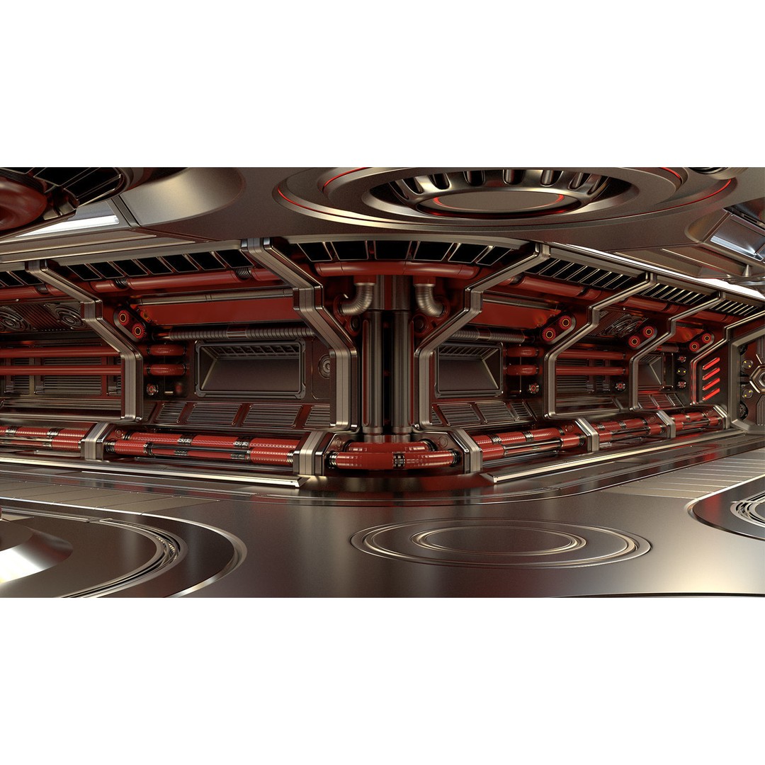Sci-Fi Modular Corridor 3D Model – Standard Edition, FBX & OBJ - View 6