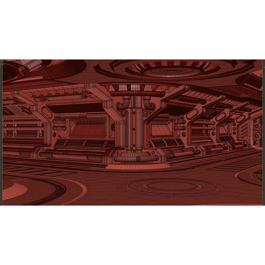 Sci-Fi Modular Corridor 3D Model – Standard Edition, FBX & OBJ - View 8