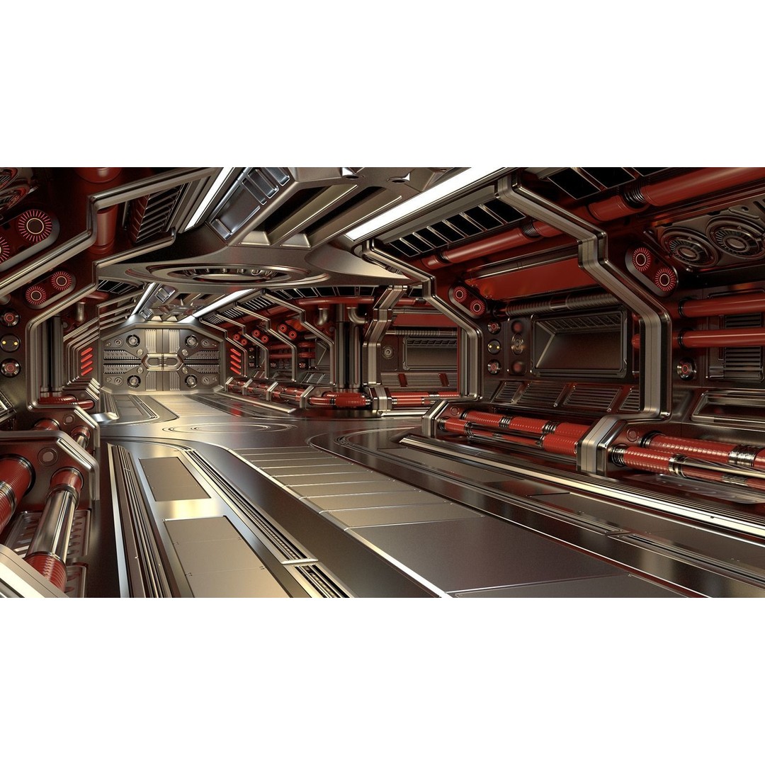 Sci-Fi Modular Corridor 3D Model – Standard Edition, FBX & OBJ - View 9