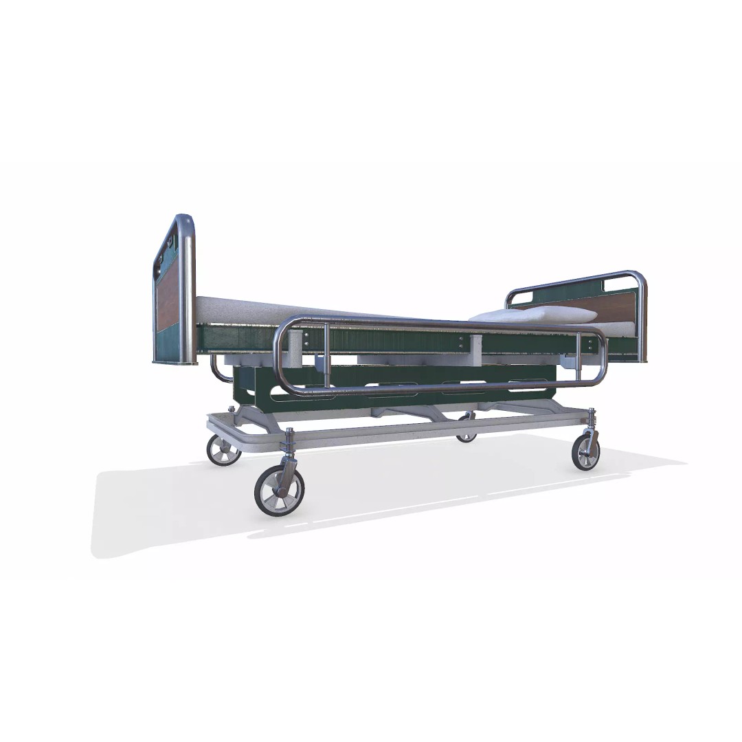 Old Hospital Bed 3D Model – Low Poly PBR Game Asset, FBX, OBJ, Blender - View 10