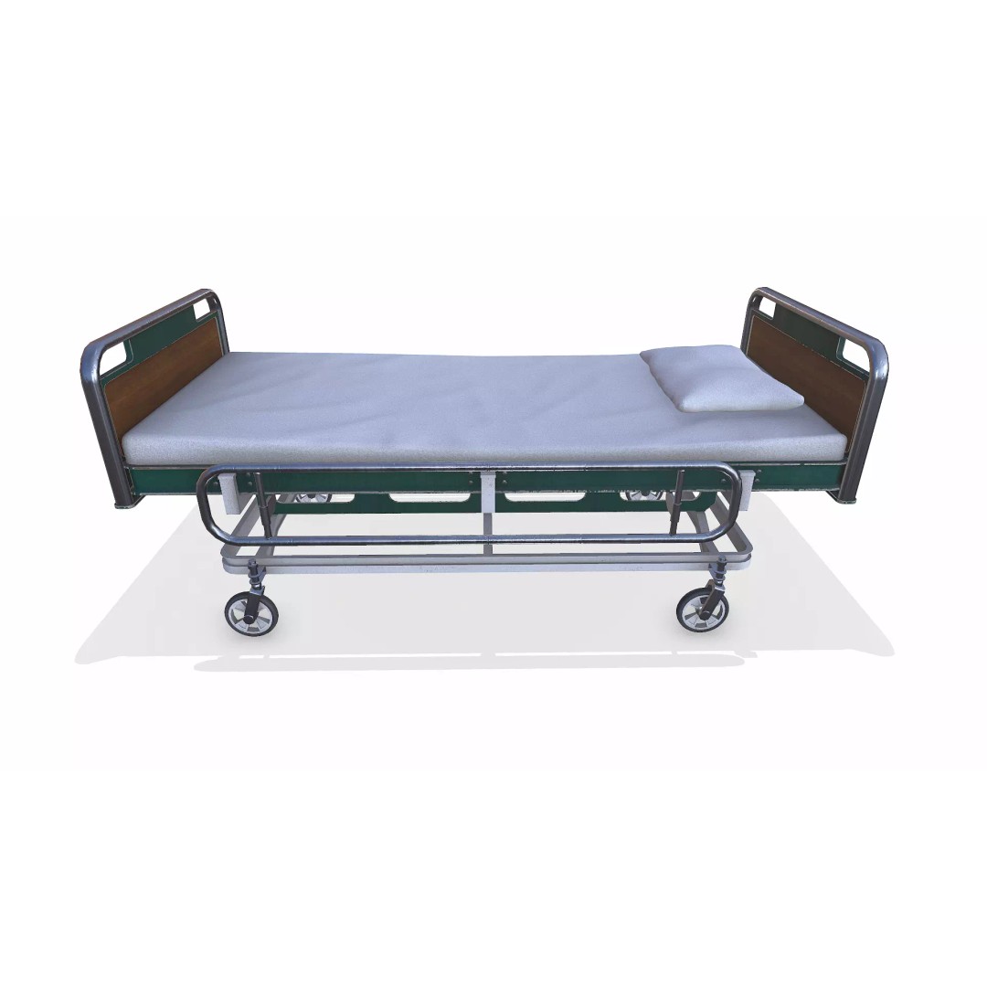 Old Hospital Bed 3D Model – Low Poly PBR Game Asset, FBX, OBJ, Blender - View 11