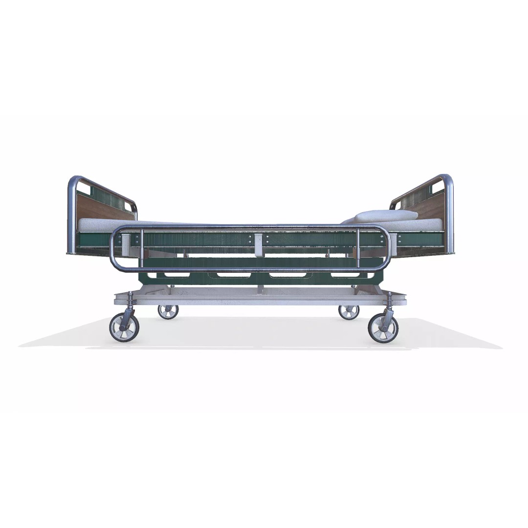 Old Hospital Bed 3D Model – Low Poly PBR Game Asset, FBX, OBJ, Blender - View 12