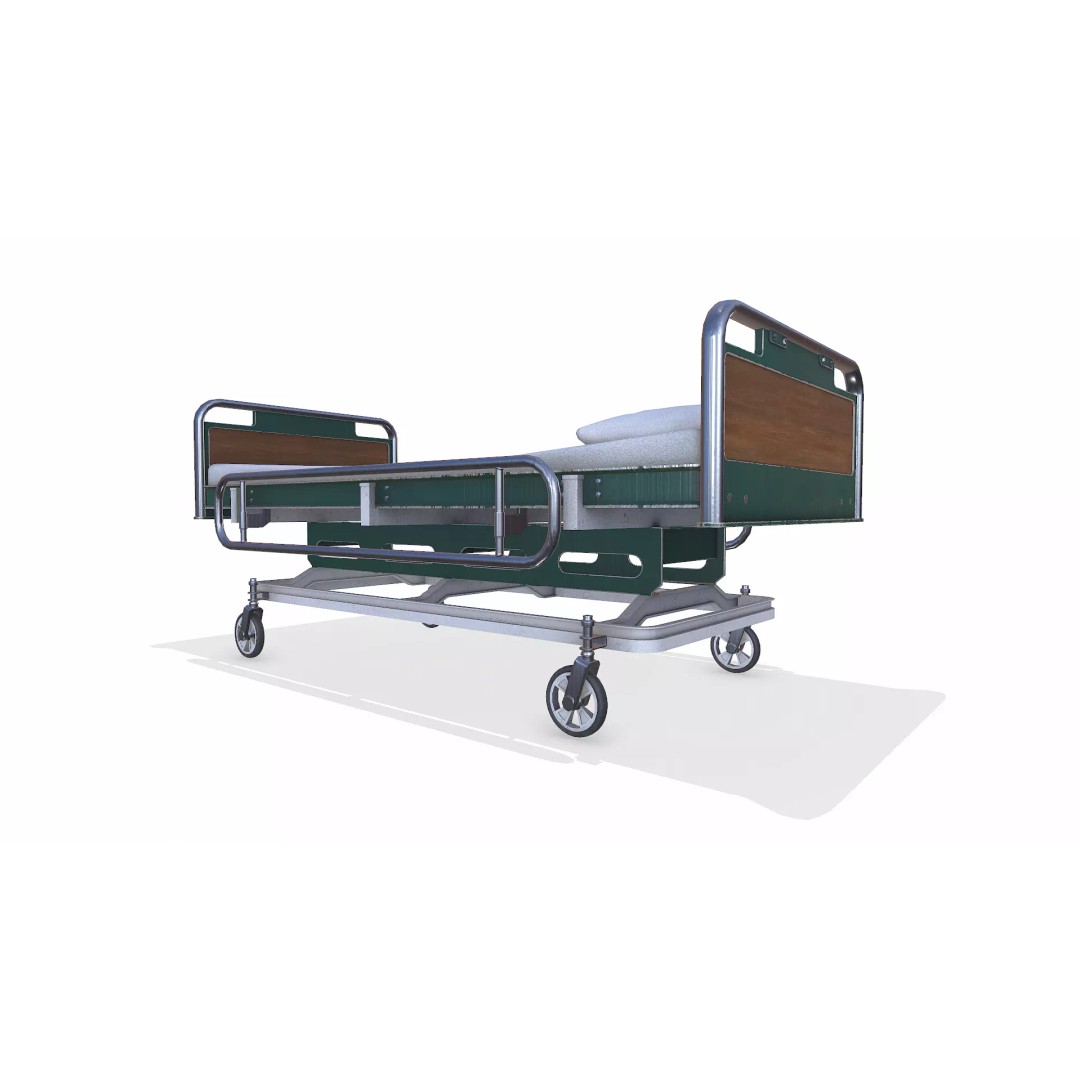 Old Hospital Bed 3D Model – Low Poly PBR Game Asset, FBX, OBJ, Blender - View 14