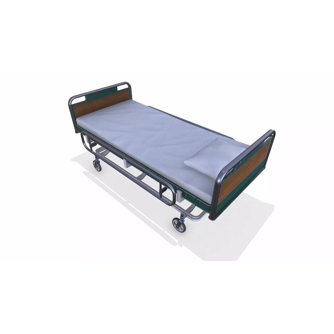 Old Hospital Bed 3D Model – Low Poly PBR Game Asset, FBX, OBJ, Blender - View 15