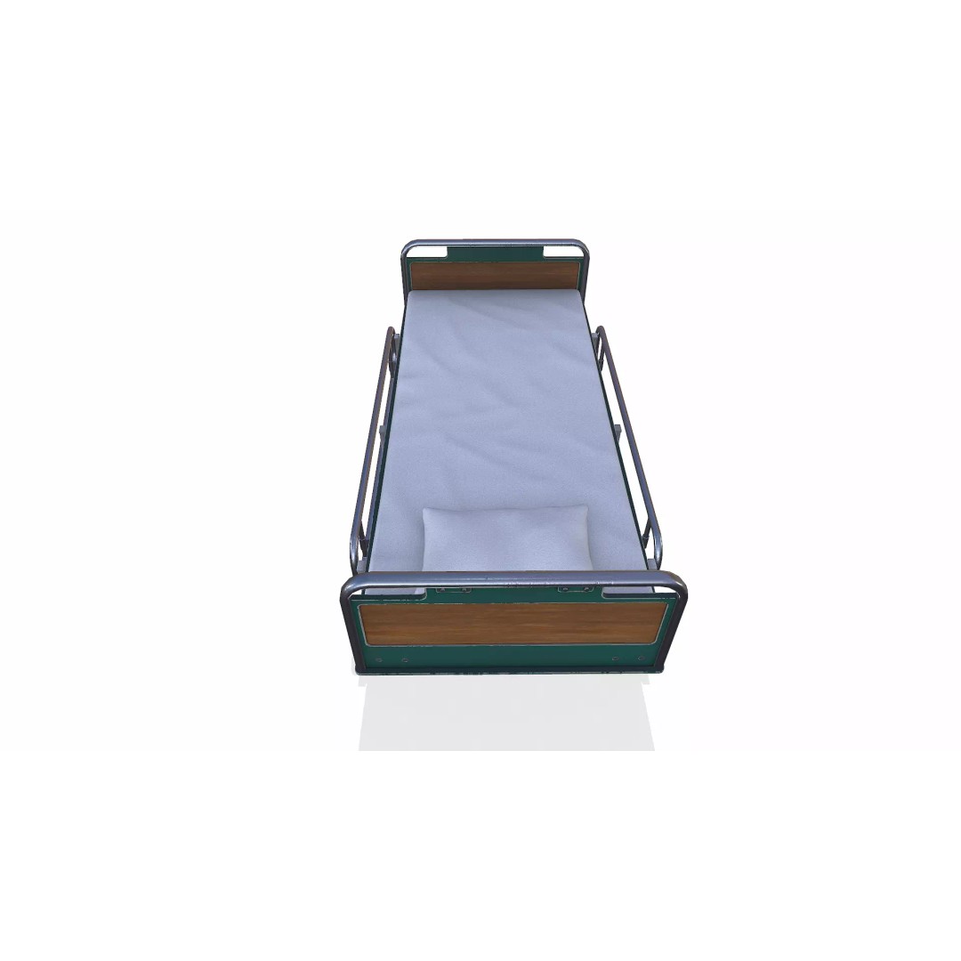 Old Hospital Bed 3D Model – Low Poly PBR Game Asset, FBX, OBJ, Blender - View 17