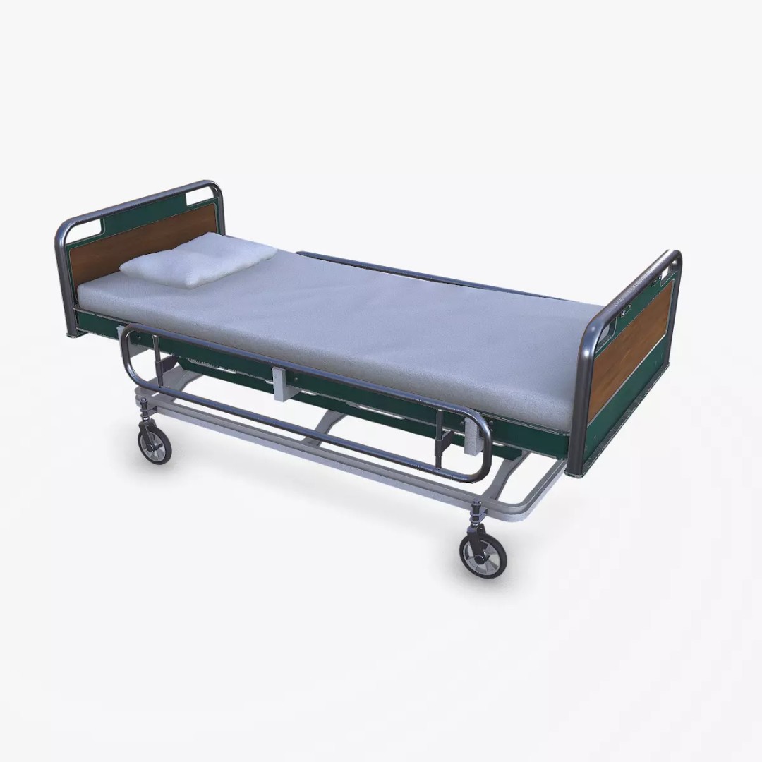 Old Hospital Bed 3D Model – Low Poly PBR Game Asset, FBX, OBJ, Blender - View 2