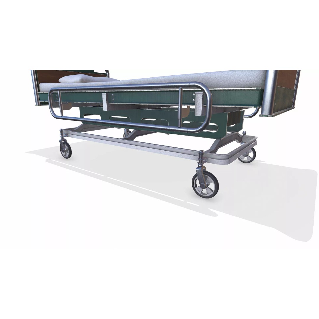Old Hospital Bed 3D Model – Low Poly PBR Game Asset, FBX, OBJ, Blender - View 20