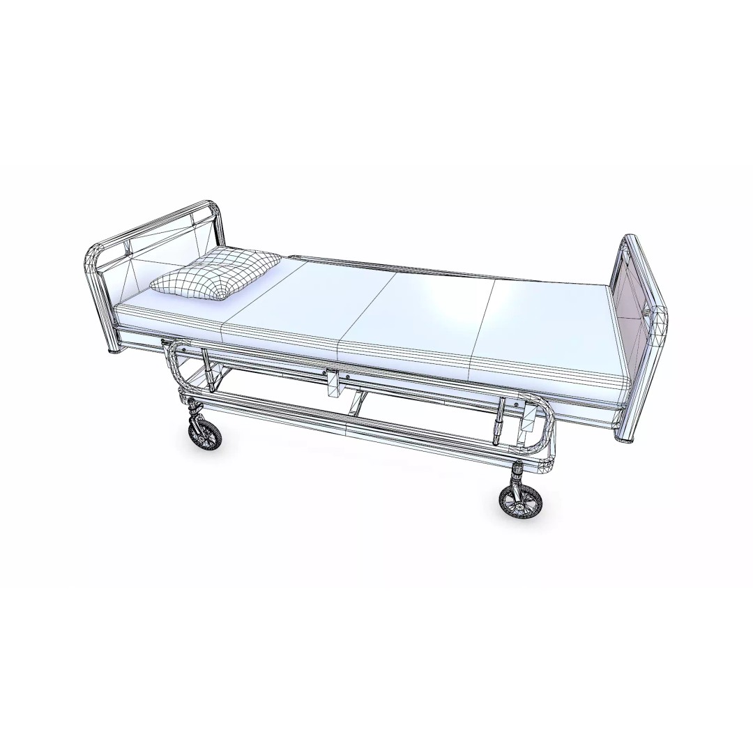 Old Hospital Bed 3D Model – Low Poly PBR Game Asset, FBX, OBJ, Blender - View 25