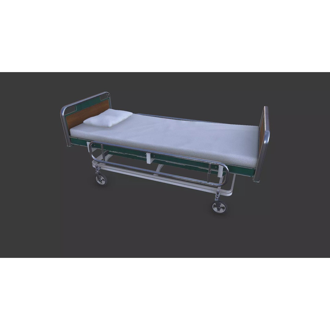 Old Hospital Bed 3D Model – Low Poly PBR Game Asset, FBX, OBJ, Blender - View 3