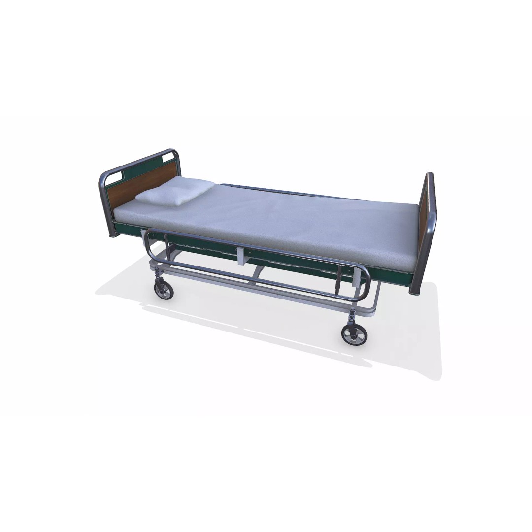 Old Hospital Bed 3D Model – Low Poly PBR Game Asset, FBX, OBJ, Blender - View 4