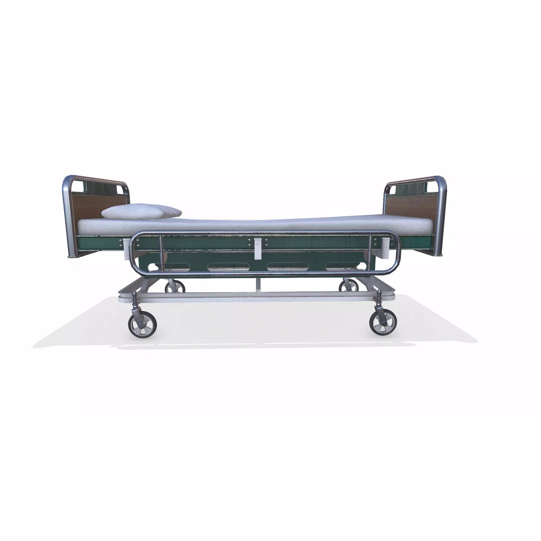 Old Hospital Bed 3D Model – Low Poly PBR Game Asset, FBX, OBJ, Blender - View 5