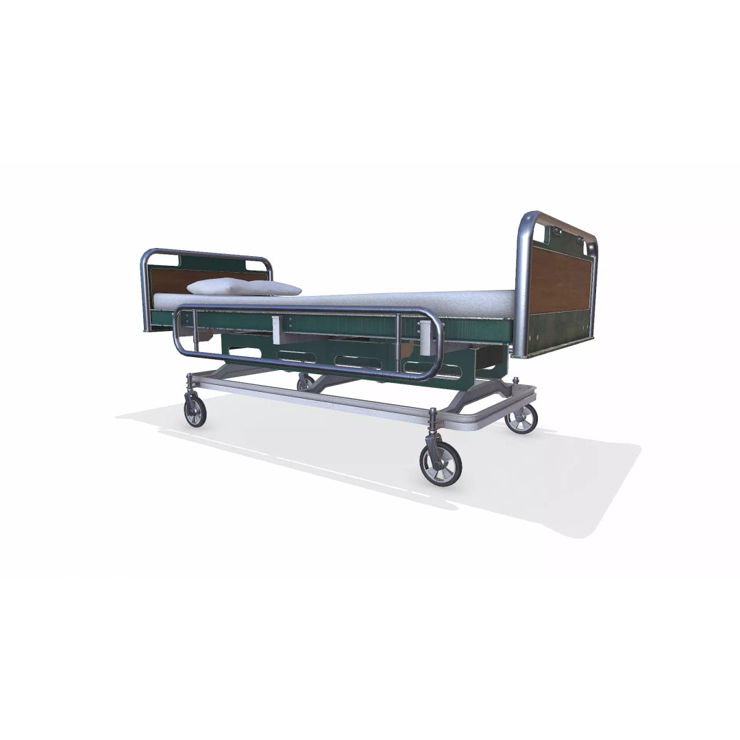 Old Hospital Bed 3D Model – Low Poly PBR Game Asset, FBX, OBJ, Blender - View 7