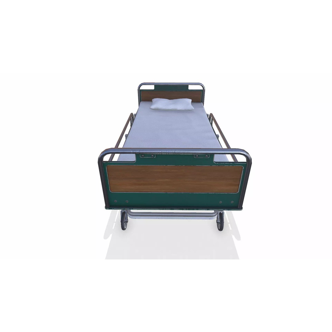 Old Hospital Bed 3D Model – Low Poly PBR Game Asset, FBX, OBJ, Blender - View 8