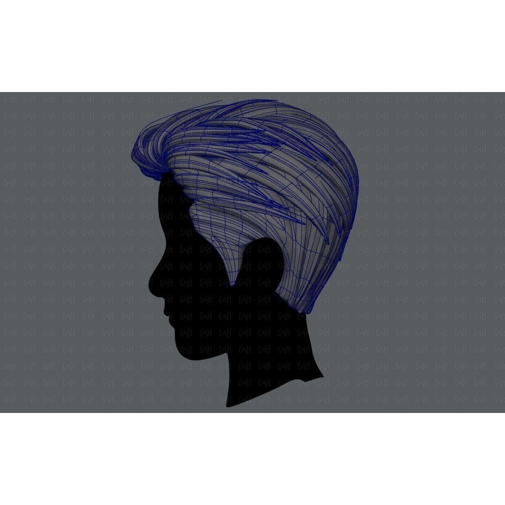 Cartoon Male Hair 3D Model – Low Poly Animation Asset, FBX - View 13