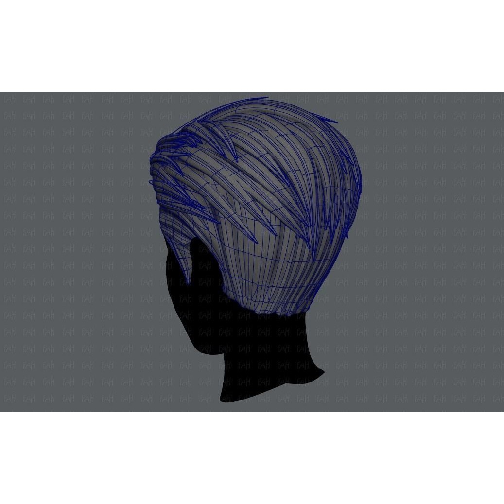 Cartoon Male Hair 3D Model – Low Poly Animation Asset, FBX - View 14