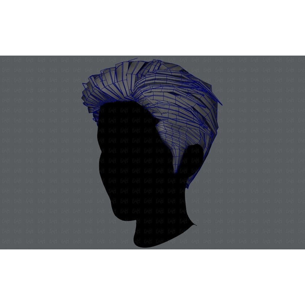 Cartoon Male Hair 3D Model – Low Poly Animation Asset, FBX - View 28