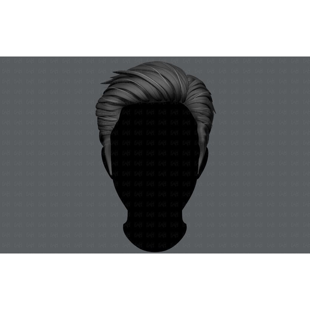 Cartoon Male Hair 3D Model – Low Poly Animation Asset, FBX - View 3