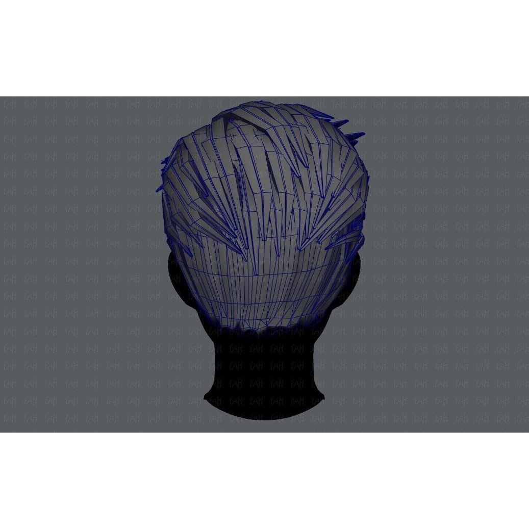 Cartoon Male Hair 3D Model – Low Poly Animation Asset, FBX - View 30