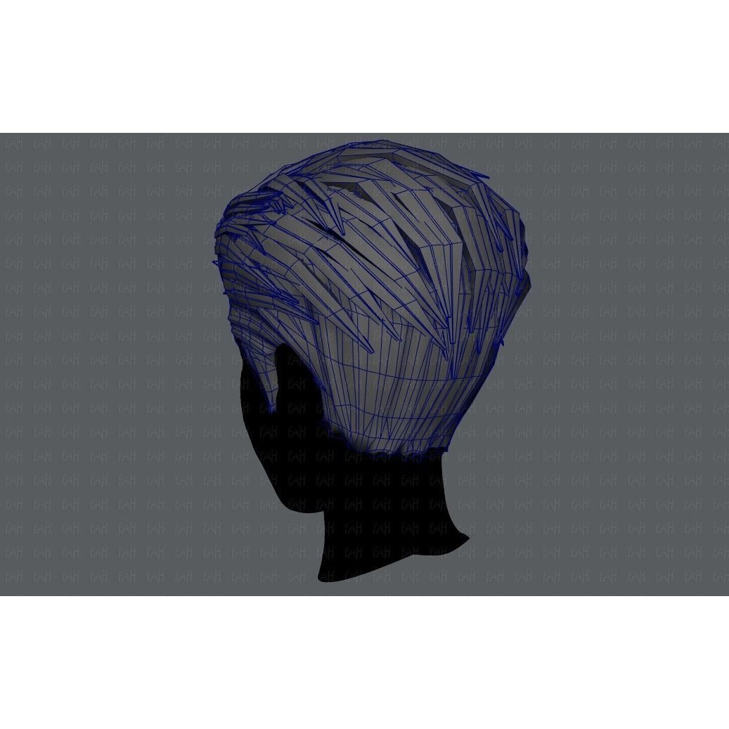 Cartoon Male Hair 3D Model – Low Poly Animation Asset, FBX - View 31